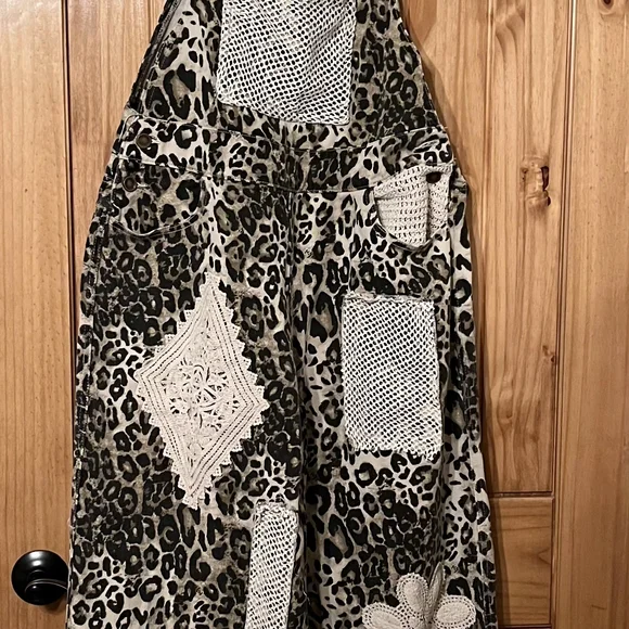 Leopard Print Womens Overalls with Patchwork - Picture 2 of 2